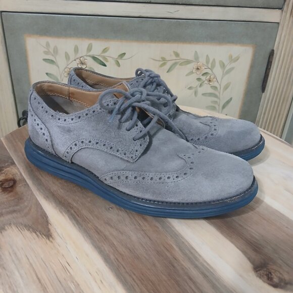 Cole Haan LunarGrand Wingtip Oxford Gray Suede Men’s 7.5M main image 6